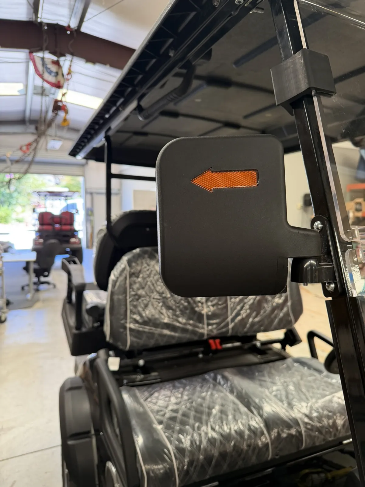 Custom electric golf cart with upgraded seating