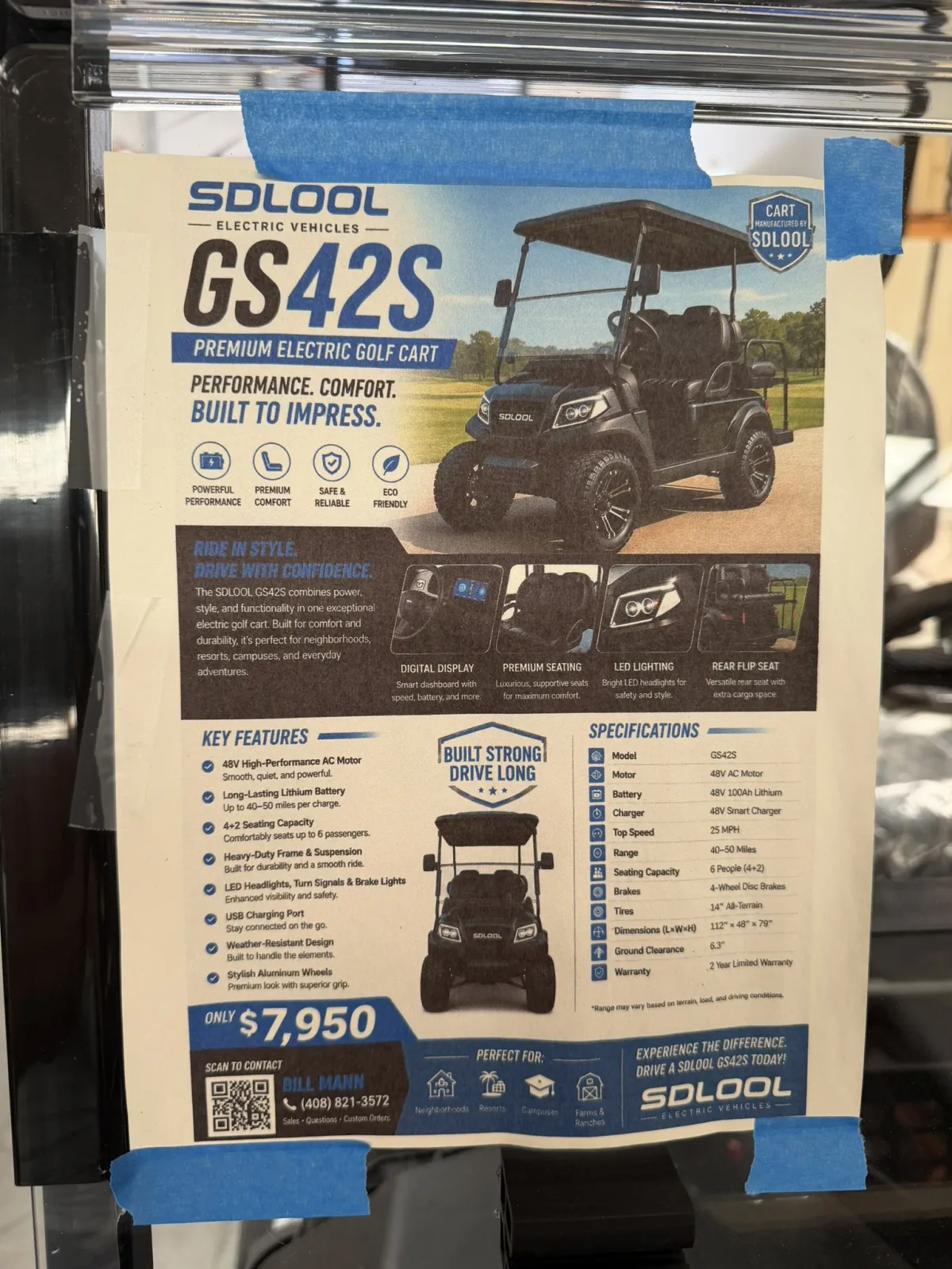Premium golf cart in showroom, San Jose