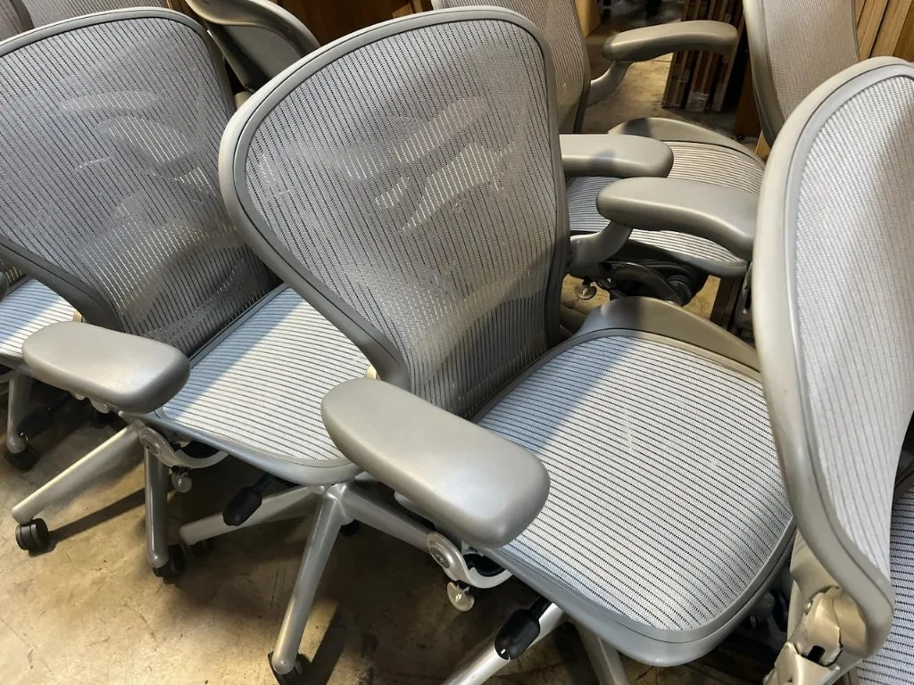Close-up of Aeron pellicle mesh seat and back